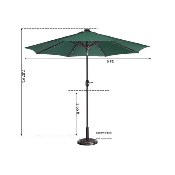 Nature Spring 9 Foot Patio Umbrella LED Lights, Green